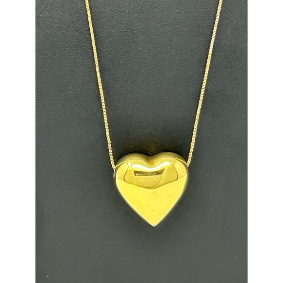 Vintage Marked 925 Italy Gold Vermeil Heart Necklace - Picture 2 of 12